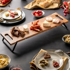 ACACIA LUX Planche à Servir /table Noir, Naturel^CASA Discount