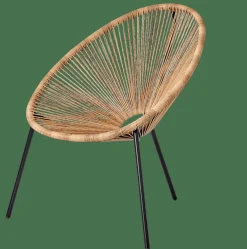 ACAPULCO Chaise Lounge Noir, Naturel^CASA Best