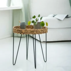 AKELA Table D'appoint Noir, Naturel^CASA Best