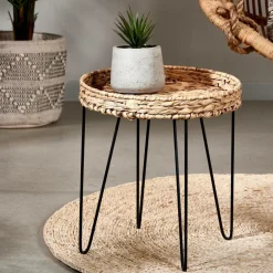 AKELA Table D'appoint Noir, Naturel^CASA Best