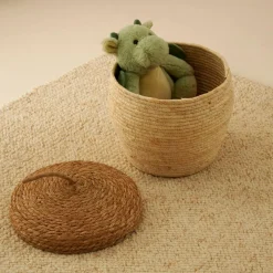 ALVIN Panier De Rangement Avec Couvercle Brun, Naturel^CASA Clearance