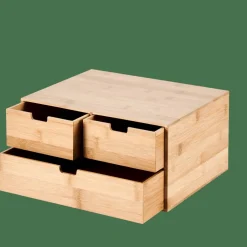 BAMBOO Armoire De Rangement 3 Tiroirs Naturel^CASA Clearance