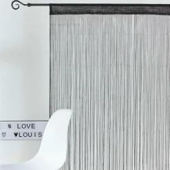 BLACK Rideau à Franges Noir^CASA Outlet