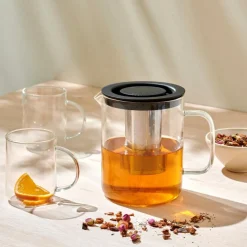 CHAI Théière 1,5 L Noir, Transparent^CASA New