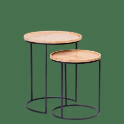 GOM Tables D'appoint Set De 2 Noir, Naturel^CASA Sale