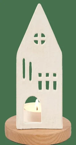 HOME Porte-bougie Chauffe-plat Blanc, Naturel^CASA