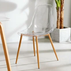ICE Chaise Salle à Manger Transparent, Naturel^CASA