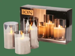 ION Bougies LED Set De 3 Gris^CASA
