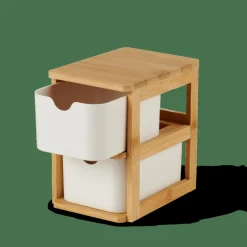 KONDO Organisateur 2 Tiroirs Blanc, Naturel^CASA Clearance