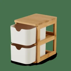 KONDO Organisateur 2 Tiroirs Blanc, Naturel^CASA Clearance