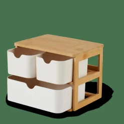 KONDO Organisateur 3 Tiroirs Blanc, Naturel^CASA Best