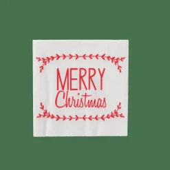 MERRY CHRISTMAS Set De 20 Serviettes Rouge^CASA New
