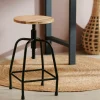 NEW BEDFORD Tabouret Noir, Naturel^CASA Discount