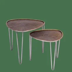 OVO Tables D'appoint Set De 2 38X38X35CM/46.5X46.5X41CM Argent, Cuivre^CASA