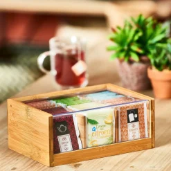 PANDA Boîte à Thé 6 Compartiments Transparent, Naturel^CASA Sale