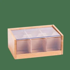 PANDA Boîte à Thé 6 Compartiments Transparent, Naturel^CASA Sale