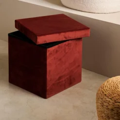 STOR Pouf Pliable Avec Rangement Bordeaux^CASA Online