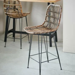 SUMATRA Tabouret De Bar Noir, Naturel^CASA Outlet