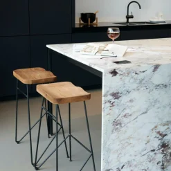 TEAK Tabouret De Bar Noir, Naturel^CASA Hot