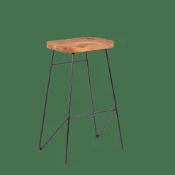 TEAK Tabouret De Bar Noir, Naturel^CASA Hot