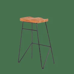 TEAK Tabouret De Bar Noir, Naturel^CASA Hot