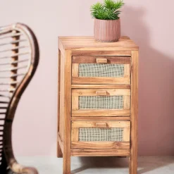 TECK Armoire à 3 Tiroirs Naturel^CASA Outlet