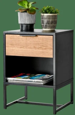 TRENTON Table De Chevet Noir, Naturel^CASA