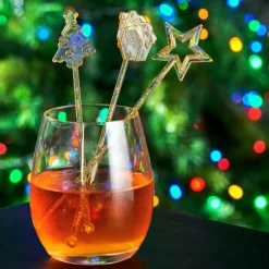X-MAS Bâtonnets à Cocktail Set De 12 Mélange De 3 Formes Doré, Transparent^CASA Online